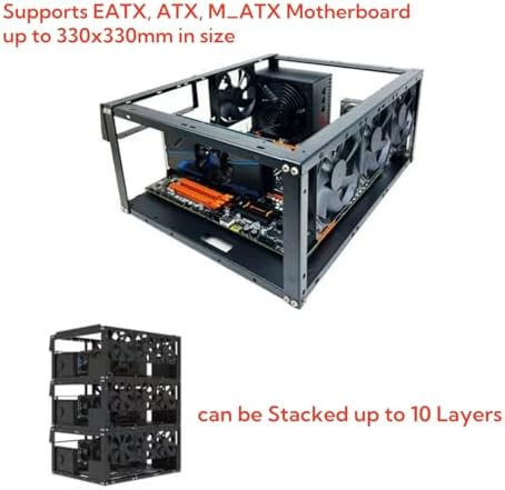 DIY Computer Case PC Frame Desktop Chassis Stackable Rack Stand Open Air case Supports ATX ITX MacroATX E-ATX X79 X99 Motherboard, can be Stacked up to 10 Layers