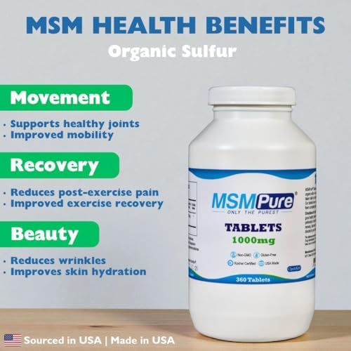 KALA HEALTH MSMPure Advanced Joint Support Tablets – Glucosamine, Chondroitin, OptiMSM, Ester-C & Manganese for Joint Health, Flexibility & Mobility – Vegetarian-Sourced Glucosamine, 360 Count