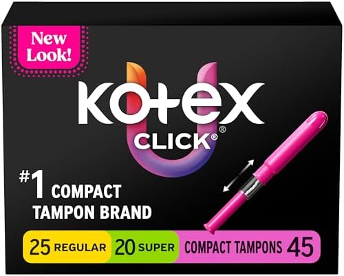 U by Kotex Click Compact Tampons, Regular/Super, Unscented, 45 Count