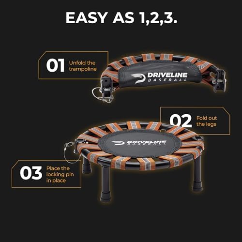 Driveline Baseball Shoulder Recovery Mini Trampoline (18-Inch) Portable with Carrying Case