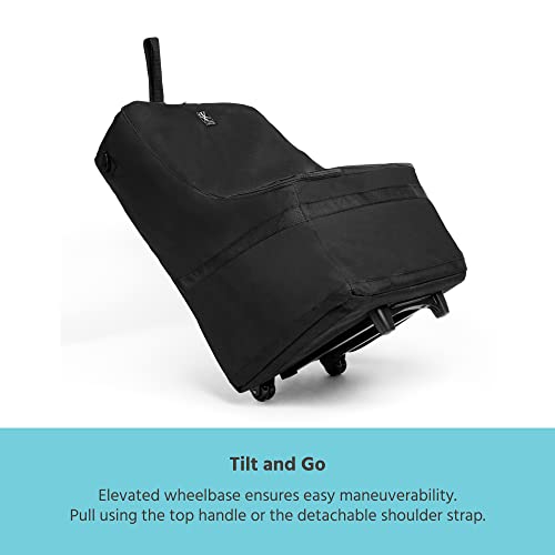 J.L. Childress Spinner Wheelie Padded Car Seat Bag- Travel Bag for Airplane, Fits Most Baby & Infant Car Seats, Boosters, & Carriers, Airport Accessories for Gate Check or Baggage Check- Deluxe, Black