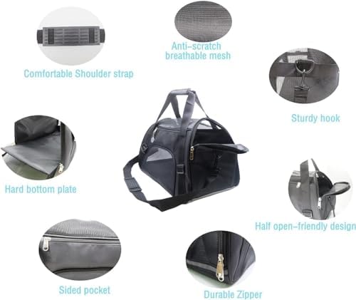 ZaneSun Cat Carrier,Soft-Sided Pet Travel Carrier for Cats,Dogs Puppy Comfort Portable Foldable Pet Bag Airline Approved (Small Blue)