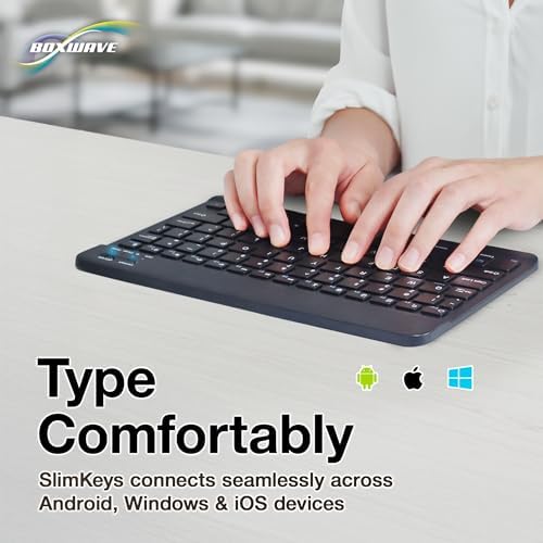 BoxWave Keyboard Compatible with Motorola Bravo MB520 - SlimKeys Bluetooth Keyboard, Portable Thin with Chiclet-Style Keys - Jet Black