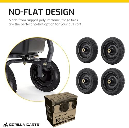 Gorilla Carts 10-Inch No-Flat Replacement Wheels, 4-Pack
