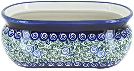 Blue Rose Polish Pottery - Red Floral Butterfly Small Planter - 8" x 4.5" - Ceramic Flower Pot, for Indoor or Outdoor Garden Décor