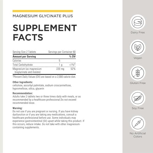 Integrative Therapeutics Magnesium Glycinate Plus - Cardiovascular Support Supplement* - Supports Brain & Muscular Function* - 120 Count (60 Servings)