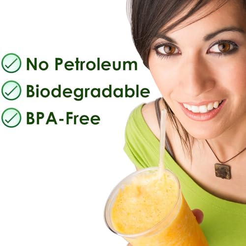 Clear Plastic Straws 200 Bulk Pack. Reduce Your Carbon Footprint With a Compostable, Plant-Based, Eco-Friendly Drinking Straw! Individually Wrapped