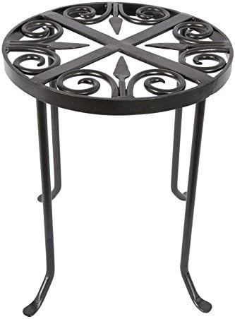 Achla Designs VTT-01 Round Trivet Wrought Iron Plant Stand, Graphite