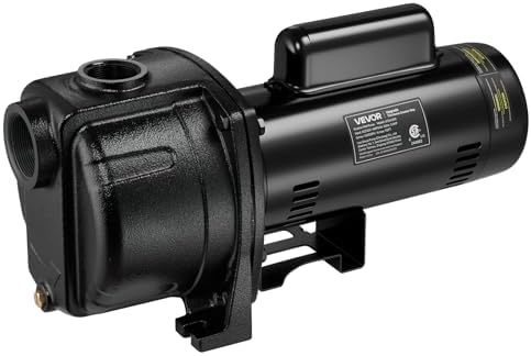 VEVOR 1/2 HP Shallow Well Jet Pump, AC 115/230 Volt, 790 GPH Dual Voltage Cast Iron Well Jet Pump, with 147 ft Max Head Lift, Automatic Pressure Switch, for Garden Irrigation Lawn Sprinkler System