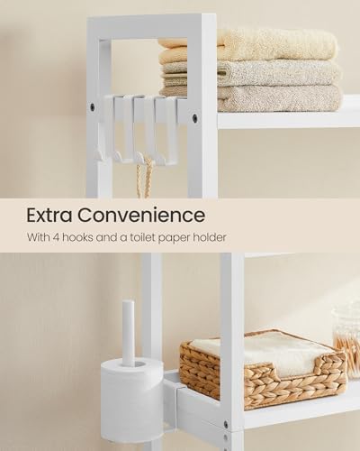 SONGMICS Bamboo Over The Toilet Storage Cabinet, Adjustable Inside Shelf