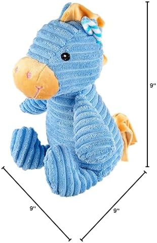 Giftable World 9 Inch Plush Pet Toy Corduroy Sitting Horse with Crinkle Ears and Squeaker