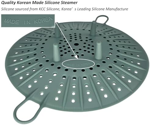 Korean Made Silicone Steamer Basket 10' Size, Silicone Steamer Insert for Pot Flexible Design (Gray) Stocking Stuffer