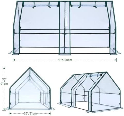 Ohuhu Portable Mini Greenhouse, 71"x36"x36" Greenhouses for Outdoors with Dual Large Zipper Doors & Ground Stakes
