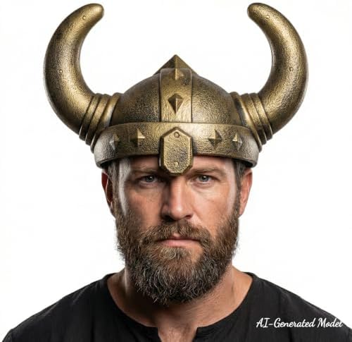 LOOYAR Vikings Medieval Costume Helmet - Horned Berserker Soldier Warrior Viking Age Hat Sallet Adult Toy for Battle Play Halloween Cosplay LARP
