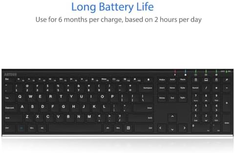 Arteck 2.4G USB Wireless Keyboard Full Size Keyboard for Computer/PC/Laptop
