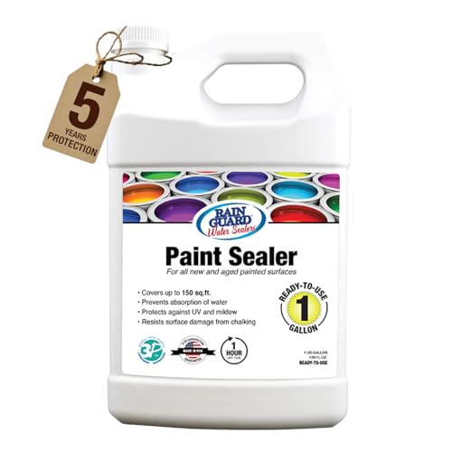 Rain Guard Paint Sealer Concentrate SP-9002 | Makes 2 Gallon | Protects Painted Concrete, Wood, Stone | Silane/Siloxane Acrylic Waterproofer | UV Resistant | Fast Drying | Semi-Satin Finish | Protects Painted Concrete, Painted Wood, Painted Stone, Silane…