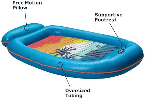 Aqua Comfort Pool Float Lounge – Inflatable Pool Floats for Adults with Headrest and Footrest – Bubble Waves