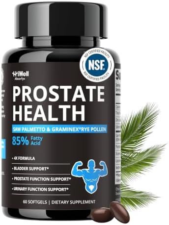 Prostate Health Supplement for Men, 30-Day Supply, 60 Ct | Saw Palmetto Oil 85% Fatty Acids, Pumpkin Seed Oil, Graminex® Rye Pollen