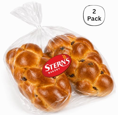 Stern's Bakery Kosher Fresh Raisin Challah Bread 16 Ounce - Traditional Raisin Bread for your Holiday or Shabbat Table (2 Braided Raisin Challah Per