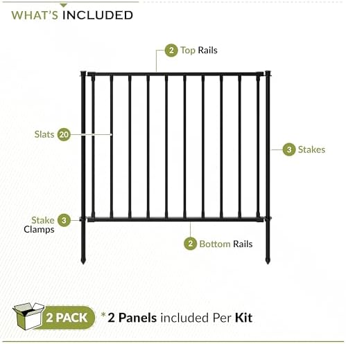 Zippity Madison Picket Fence Panels, White Vinyl DIY No Dig Kit | 2.5ftH x 2.3ftW, White, 2 Panels, Garden Border or Yard Enclosure, ZP19001