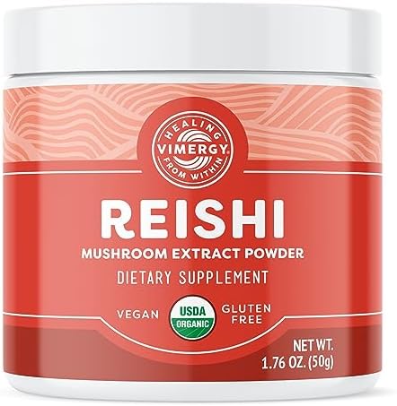 Vimergy Reishi Powder – Superfood Cellular Support* – Benefits Immune Health* – USDA Certified Organic, Vegan, Paleo-Friendly, Gluten-Free – 33 Servings | Superfood Cellular Support*, Adaptogen*, Boosts Immunity*, Vegan, Alcohol & Gluten-Free Supplement