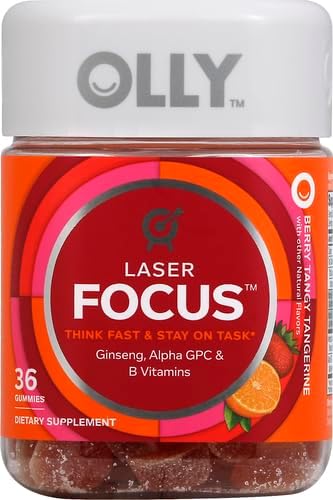 OLLY Laser Focus Gummy Supplement,* Ginseng Extract, Alpha GPC - 36 Count