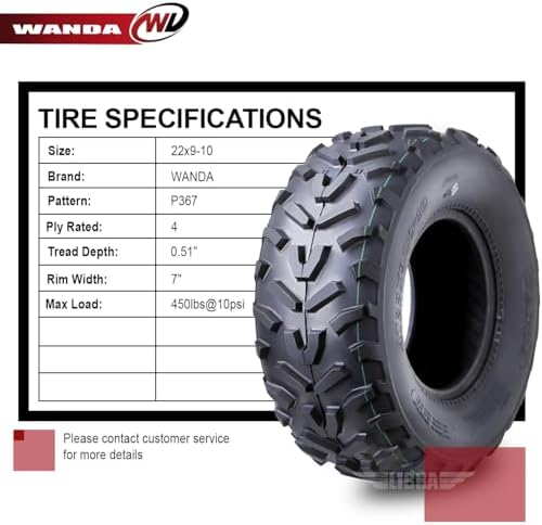 WANDA Sport ATV Tires 22X9-10 22x9x10 10280 Pathfinder K530 Style Mud PK2
