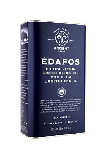 Ancient Foods EDAFOS Extra Virgin Olive Oil Cold Pressed – Fresh, Cold Pressed olive oil from Greece, PDO Crete – 16.9oz (500ML)