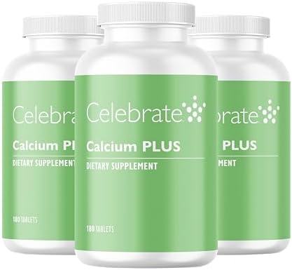 Celebrate Vitamins Calcium Plus – 600mg Calcium Citrate, 600 IU Vitamin D3 & 50mg Magnesium for Post Bariatric Surgery - Gluten-Free & Sugar-Free - 180 Non-Chewable Tablets