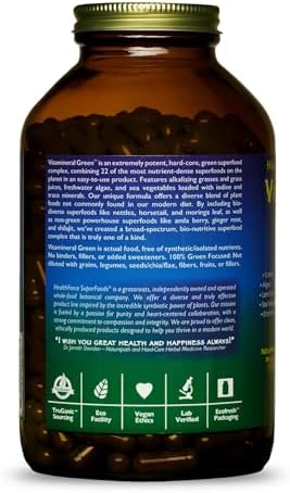 HEALTHFORCE SUPERFOODS Vitamineral Green - Mineral Supplement for Immune & Thyroid Support - Green Powder Supplement with Ingredients from the Land - Gluten-Free & Vegan - 150 Grams
