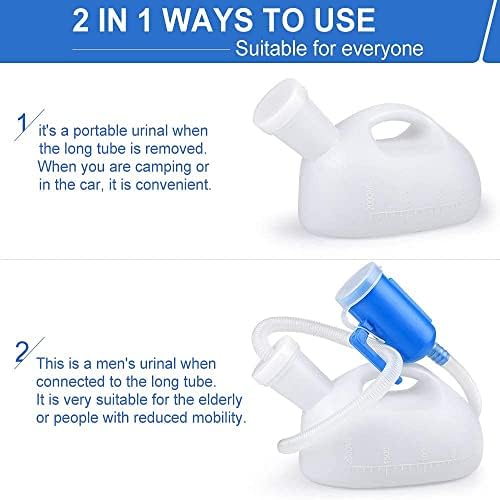 Urinals for Men, 2000ml Urine Bottle for Men, Male Portable Pee Bottle, Spill Proof Men's Potty Portable Urinal