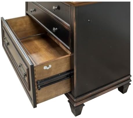 Hartford Wood Lateral File With Locking Legal/Letter File Drawer Black