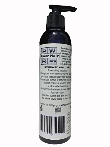 POWERHAIR Hair Gel, Subtle cover for gray hair, alcohol free, perfect hold, 8 Fl oz.(Black/Red/Brown) (BROWN for Dark Blonde)