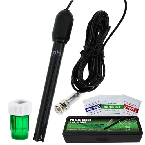 Long Body pH Electrode with BNC Socket Probe 300cm Cable 0-14pH for pH Meter, pH Controller pH Device Economical Sensor