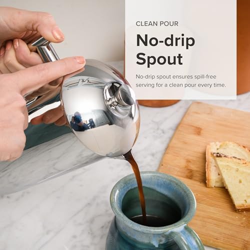 Frieling Double-Walled Stainless Steel French Press Coffee Maker - 36 oz Polished & Insulated Press Pot - Stainless Steel Coffee Maker