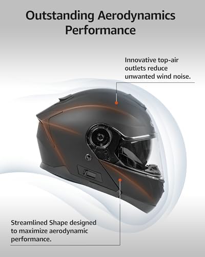 YEMA Modular Motorcycle Helmets, DOT Approved Full Face Motorcycle Helmet with with Flip Up Dual Visor for Men & Women - Street, Scooter, ATV, E-Bike