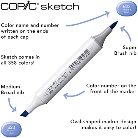 Copic Sketch, Ultra-blendable Alcohol Markers, 72pc Set B