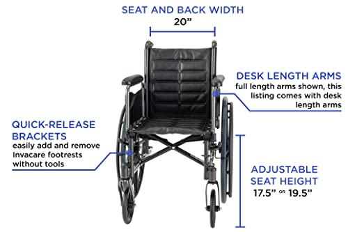 Invacare Tracer EX2 Wheelchair for Adults | Standard Folding | 16 Inch Seat | Footrests & Desk Arms