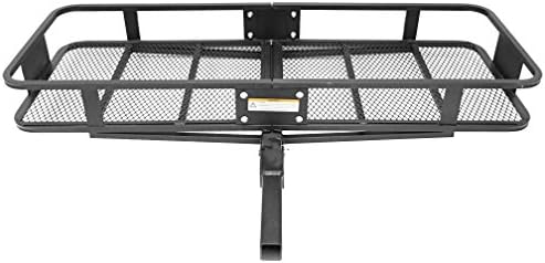 MaxxHaul 70103 500 lb. Capacity Steel Hitch Mount Folding Cargo Carrier Mesh Basket Fits 2 inch Hitch Receiver 60 x 21 x 6.5 in For Car SUV Pickup