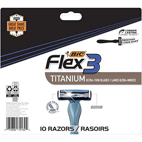BIC Flex 3 Men's Disposable Razors, 3-Blade, Smooth Shave, 8-Pack | Pivoting Head for Easy Control | Lubricating Aloe Strip for Comfort | Ergonomic Handle for Better Grip