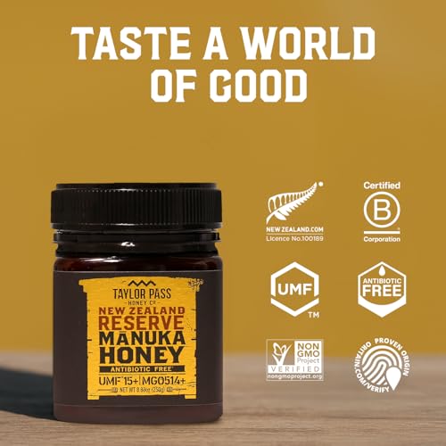 Taylor Pass Honey Co Manuka Honey UMF 15+ MGO 514+ | Monofloral New Zealand Honey | Premium, Sustainable, Non-GMO, Halal