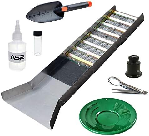 ASR Outdoor 7pc Beginner Gold Panning Sluice Box Kit for Adults Starting to Pan for Gold