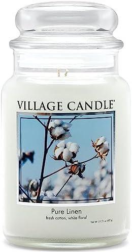 Village Candle Spiced Vanilla Apple, Large Glass Apothecary Jar Scented Candle, 21.25 oz, Ivory