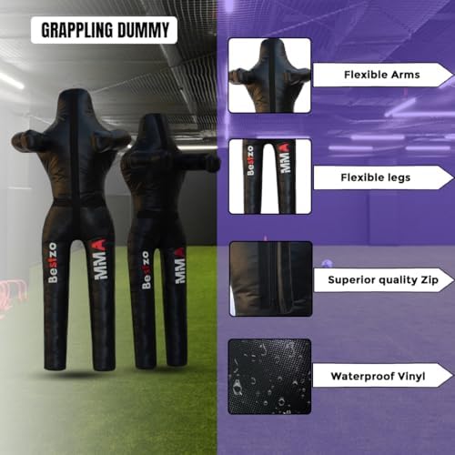 Bestzo MMA Grappling Dummy for Adult,Wrestling Dummy Jiu Jitsu, Judo Punching Bag Sparring Self Defense Training Dummy Black - Unfilled
