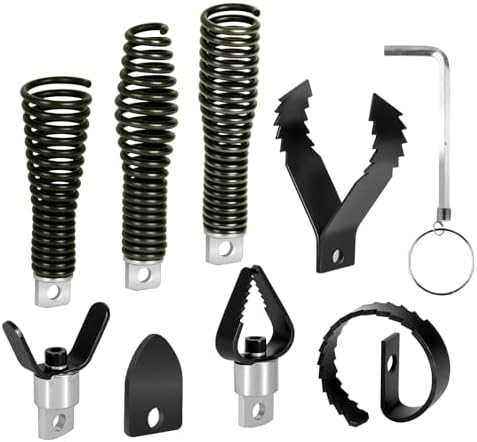 8-Piece Drain Snake Drill Attachment, Cutter and Auger Set, Compatible with 50FT-100FT Drain Cleaning Machines