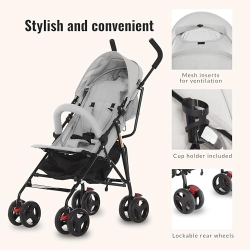 Dream On Me Vista Moonwalk Baby Stroller in Light Gray, Lightweight Infant Stroller with Compact Fold