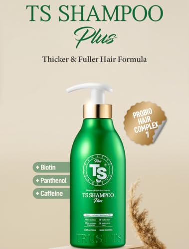 TS Shampoo plus 500ml (16.9oz), for Thinning Hair with Biotin, Pantenol and Caffein