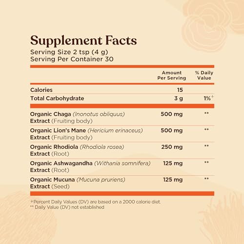Four Sigmatic Organic Instant Coffee Powder | Mushroom Coffee Instant Mix with Cordyceps, Chaga and Eleuthero for Better Focus and Immune Support | 10 Packets