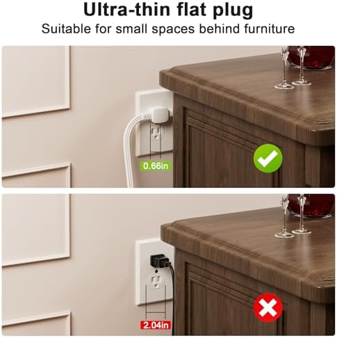 2 Pack 12 Feet 3 Outlets with Hand/Foot Switch Extension Power Cord.
