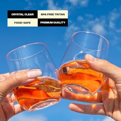 GOVINO Unbreakable Plastic Wine Glasses - Stemless Shatterproof Tritan Glassware, Fancy Cups That Look Like Glass, 12oz, Set of 4